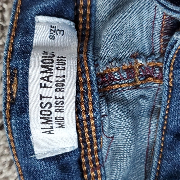Almost Famous mid rise roll cuff distressed jeans - Picture 3 of 4